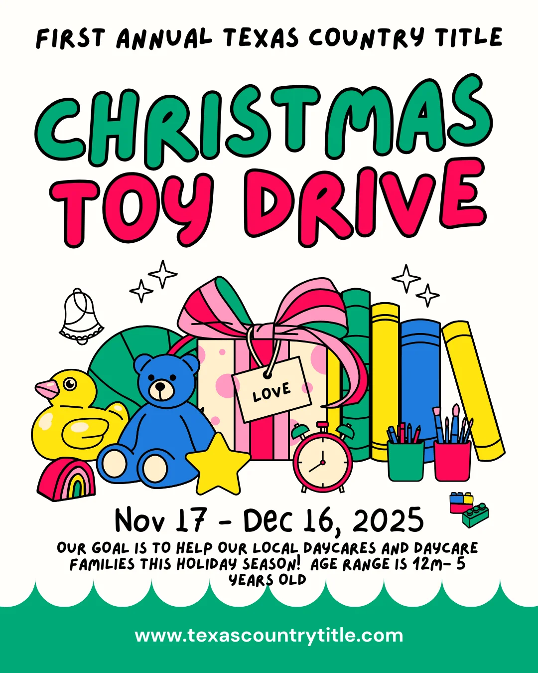 Colourful Illustrated Christmas Toy Drive Charity Instagram Post